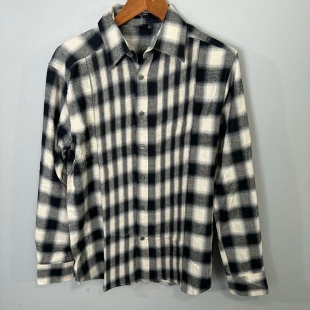Central Park Men’s Flannel Shirt sz L Plaid Cotton Pintucked NEW #H936